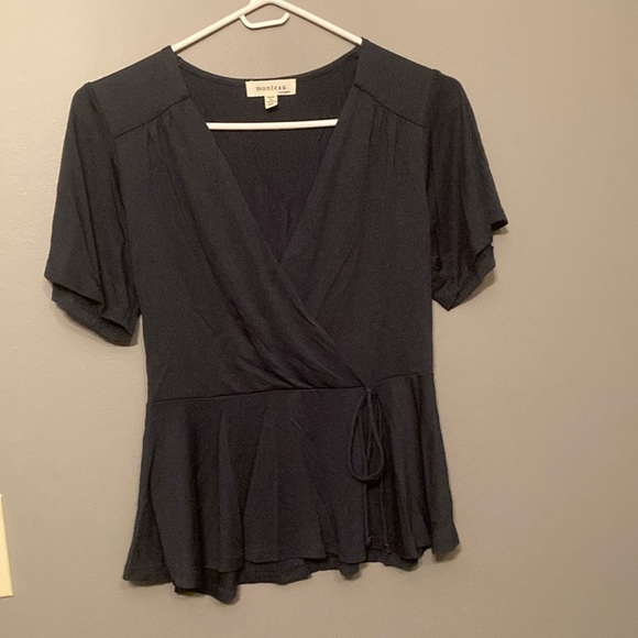 Monteau Black Wrap Top - Picture 1 of 7
